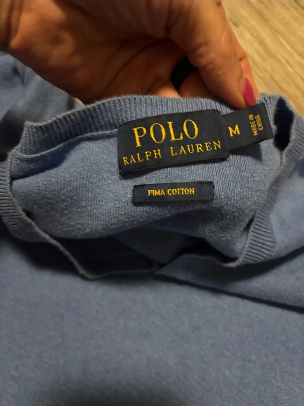 Polo by Ralph Lauren Light Blue V-Neck Sweater with Yellow Pony